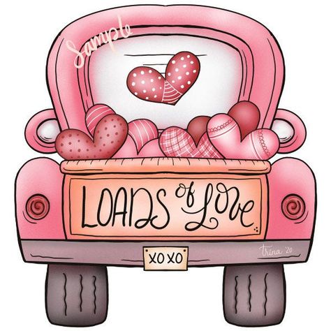 Excited to share the latest addition to my #etsy shop: XL 12-inch - Loads of Love Valentine Valentine Truck, Truck Crafts, Truck Clipart, Valentines Day Drawing, Valentine Coffee, Loads Of Love, Valentine Images, Valentines Day Clipart, Valentines Art