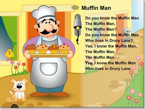 inkspired musings: Do You Know The Muffin Man? more nursery rhymes Muffin Man Nursery Rhyme, Finger Rhymes, The Muffin Man, Nursery Rhymes Poems, Do You Know The Muffin Man, Remedial Reading, Nursery Rhymes Preschool, Nursery Songs, Rhyming Activities