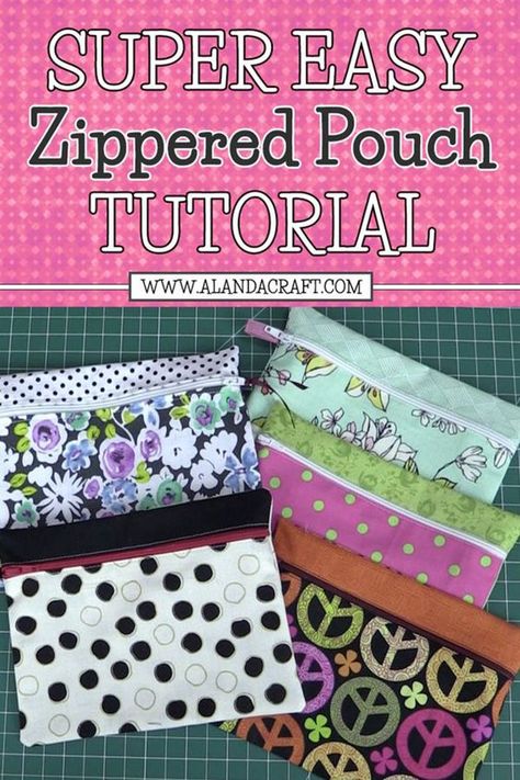 Zippered Pouch Tutorial, Easy Zipper Pouch, Room Decor Crafts, Zippered Pouches, Home Decor Diy Crafts, Zipper Pouch Tutorial, Pouch Sewing, Pouch Tutorial, Sewing Bags