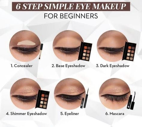 Easy Eye Shadow Tutorial, Natural Eyeshadow Tutorial Step By Step, Easy Hooded Eye Makeup Tutorials, Base Makeup Step By Step, Eye Lining For Beginners, Simple Eye Makeup For Beginners, Simple Eye Makeup Tutorial, Makeup Learning, Begginers Makeup