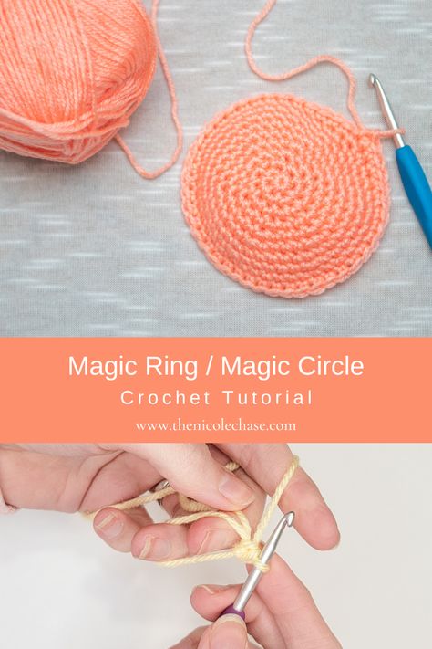 Magic Ring - Crochet Tutorial — Nicole Chase: Free Crochet Patterns for Beginners Nicole Chase Crochet, Magic Ring Crochet Tutorial, Nicole Chase, Crochet Magic Ring, Magic Circle Crochet, Free Crochet Patterns For Beginners, Magic Ring Crochet, Ring Crochet, Crochet Patterns Free Beginner