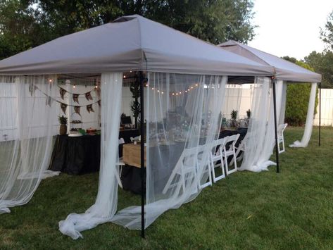 Gazebo Birthday Party, Backyard Tent Party Ideas, Gazebo Party Ideas, 50th Birthday Outdoor Party, Backyard 40th Birthday Party Ideas, Tent Party Ideas Backyards, Tropical Birthday Party Ideas, Party Tent Decorations, Baby Shower Wall Decor