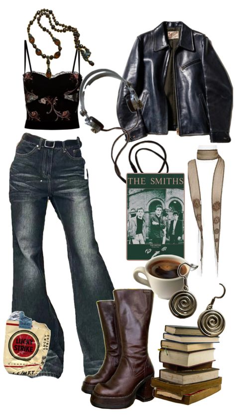 #aesthetic #outfits #thesmiths #coffee 70s Outfits Aesthetic, Rockstar Aesthetic Outfits, 70s Rockstar, Rockstar Fashion, Rock Star Outfit, Rockstar Aesthetic, Outfits 70s, 70s Outfits, Downtown Outfits