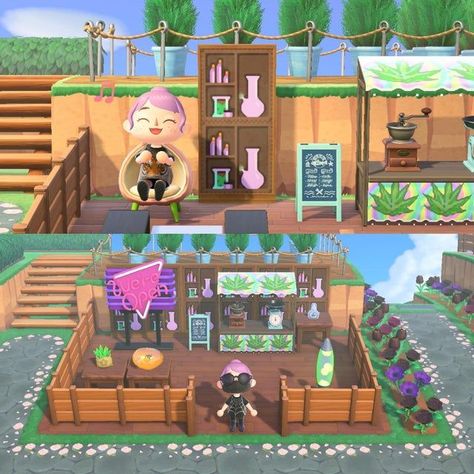 Animal Crossing Dispensary Design, Acnh Dispensary, Acnh Witchy, Animal Crossing Guide, Acnh Codes, Fraggle Rock, City Folk, Green Shop, Animal Crossing Pocket Camp