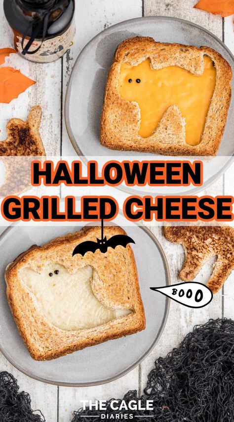 Halloween Grilled Cheese, Cute Halloween Snacks, Cat Toast, Easy Halloween Snacks, Halloween Lunch, Halloween Breakfast, Food Halloween, Halloween Snack, Fun Halloween Food