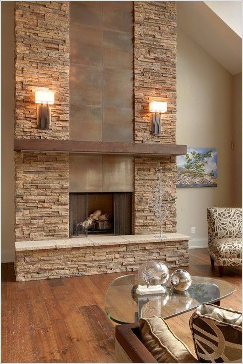 Stone Wall Living Room, Stone Wall Interior Design, Stone Fireplace Designs, Stone Fireplace Wall, Sofa Yellow, Stone Walls Interior, Tv Sofa, Stone Wall Design, Halloween Cartoon