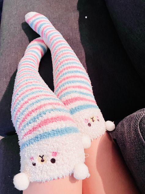 Kawaii Socks Thigh Highs, Kawaii Stockings Outfit, Kawaii Thigh High Socks Outfit, Cute Thigh Highs Aesthetic, Fuzzy Knee High Socks, Cute Socks Kawaii, Aesthetic Socks Thigh Highs, Kawaii Socks Aesthetic, Kawaii Thigh Highs