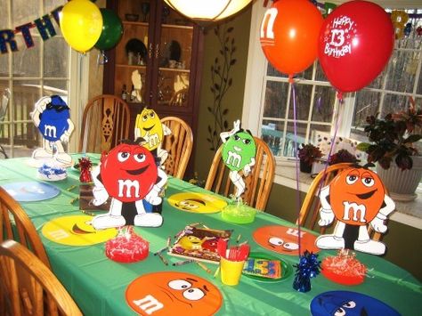 Table Decorations Twin Birthday Parties, Happy 13th Birthday, M And M, Twin First Birthday, Birthday Napkins, Birthday Party Planning, Themed Birthday Party, Candy Party, Birthday Images