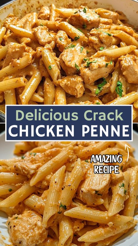 Delicious Crack Chicken Penne Pre Cooked Chicken Recipes, Chopped Chicken Recipes, Precooked Chicken Recipes, Shredded Chicken Breast Recipes, Diced Chicken Recipes, Chicken Penne Recipes, Easy Chicken Tenders, Penne Recipes, Chicken Penne