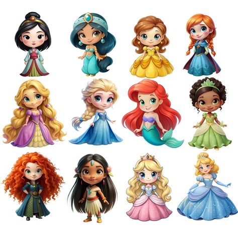 Disney Princess Png, Long Hair Princess, Yoda Sticker, Princess Clipart, Disney Names, Princess Png, Disney Princess Babies, Disney Cuties, Disney Princesses And Princes