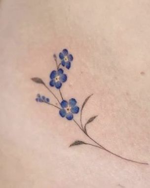 Forget Me Not Flowers Drawing Black And White, Tattoos For Alzheimers, Small Forget Me Not Tattoo, Forget Me Not Tattoo Memorial, All Blue Tattoo, Forget Me Not Flowers Tatoos, Periwinkle Tattoo, Navy Blue Tattoo, Forgetmenot Tattoo