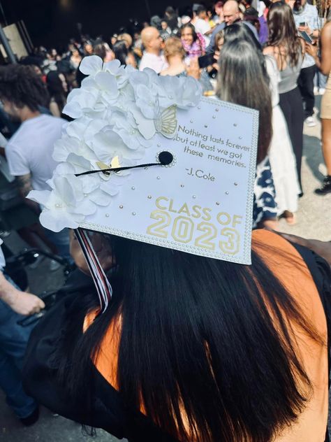 J Cole Graduation Cap, Grad Cap Decorated, Graduation Cap Decoration Diy, Graduation Look, High School Graduation Cap, College Graduation Cap Decoration, Grad Cap Designs, Diy Graduation Cap, Cap Decoration