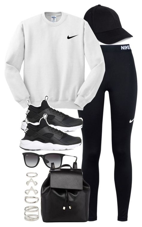 "Style #11476" by vany-alvarado ❤ liked on Polyvore featuring NIKE, Ray-Ban, Barneys New York and Forever 21 Trendy Overalls, Boty Nike, Mode Kawaii, Cute Lazy Outfits, Casual School Outfits, Lazy Outfits, Looks Black, Ținută Casual, Modieuze Outfits