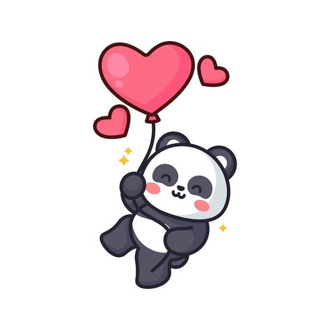 Cute Panda Drawing, Valentine's Day Illustration, Whatsapp Stickers, Panda Drawing, Day Illustration, Kawaii Panda, Home Decor Color, Preschool Learning Activities, Cute Panda