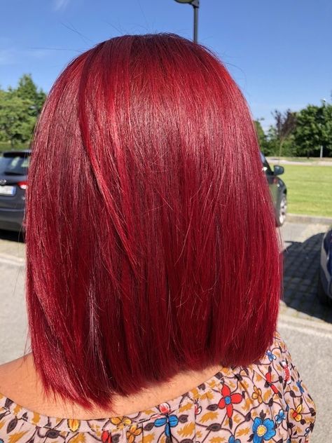 Short Red Dyed Hair, Red Hair Short Bob, Tuns Bob Lung, Red Short Hair, Red Hair Short, Bright Red Hair Color, Bob Pendek, Hair Style Girl, Vibrant Red Hair