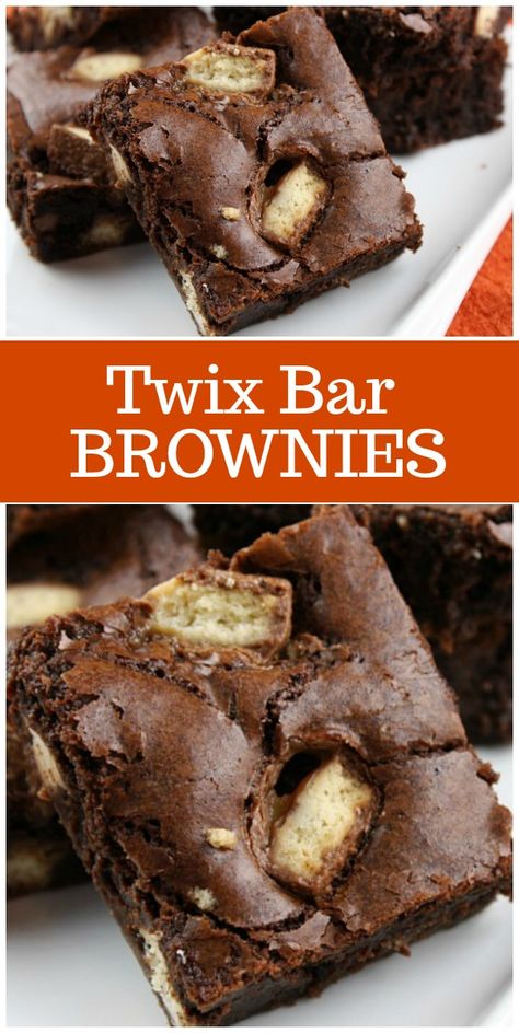 Twix Bar Brownies recipe from RecipeGirl.com #Twix #brownies #recipe via @recipegirl Brownie Types, Twix Brownies, Twix Candy, Twix Bar, Holi Party, Cookie Brownie Bars, Brownie Points, Best Brownies, Brownies Recipe