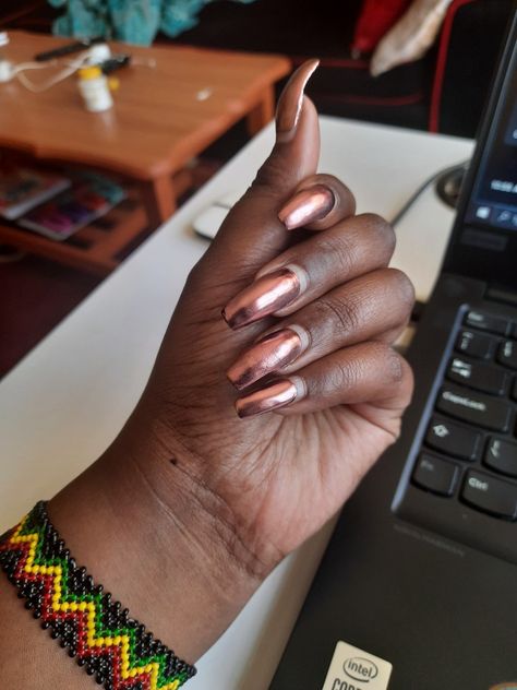 Been obsessed with this Chrome. Almost a month old and it still looks cute! #naturalnails Natural Chrome Nails, Chrome Nails, Natural Nails, A Month, Nail Inspo, Nails