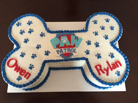 Paw Patrol Dog Bone Birthday Cake Paw Cake Design For Dogs, Number 3 Cake Paw Patrol, Pull Apart Cupcake Cake Paw Patrol, Paw Patrol Bone Cake, Paw Patrol Number Cake 3rd Birthday, Cupcake Party Theme, Paw Patrol Dog Bone Cake, Dog Bone Cake, Paw Patrol Birthday Invitations