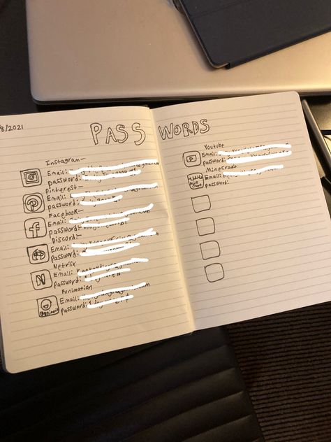 You might need to write down your passwords as a reminder to yourself so you dont forget them. Writing