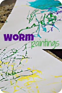 Worm paintings Worm Activities For Toddlers, Inch Worm Craft Preschool, Worms Activity Preschool, Worm Painting Preschool, Inch Worm Activities For Preschool, Worm Painting, Insects Theme, Jolly Phonics, Toddler Art