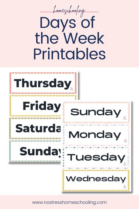 Free Days of the Week Printables Free Printable Days Of The Week Chart, Days Of Week Printable, Free Days Of The Week Printables, Days Of The Week Printables, Days Of The Week Calendar, Month Labels, Preschool Calendar, Word Wall Letters, Week Calendar