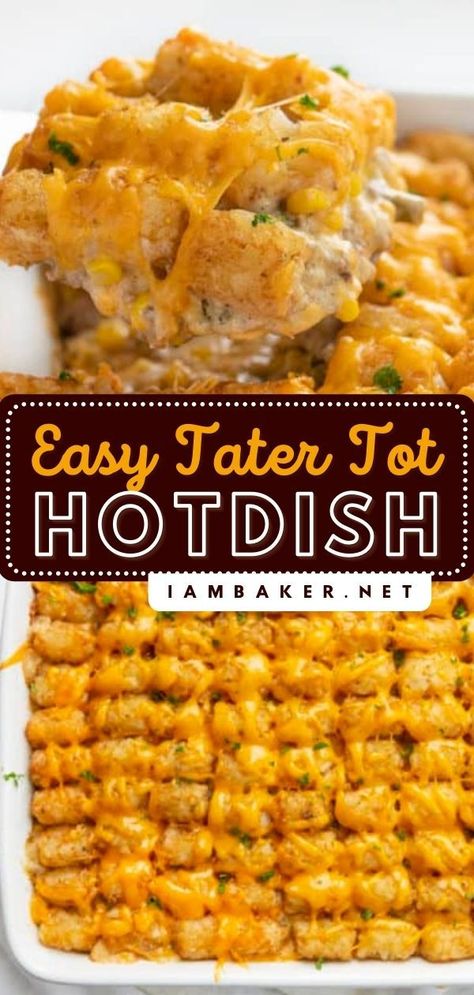 Veggies Soup, Soup Cheese, Tater Tot Hotdish, Easy Tater Tots, Tater Tot Recipes, Hotdish Recipes, Tater Tot Casserole Recipes, Tater Tots, Easy Comfort Food