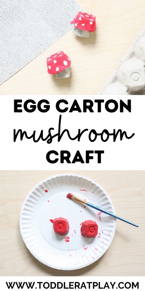 This Egg Carton Mushroom Craft is a super simple to prep, toddler-approved craft that is both fun and easy!  #eggcartoncrafts #recycledcrafts #mushroomcraft Preschool Mushroom Crafts, Preschool Mushroom Activities, Mushroom Unit Study, Mushroom Kids Craft, Mushroom Preschool Activities, Mushroom Activities For Kids, Mushroom Crafts For Kids, Craft Toddler, Mushroom Theme