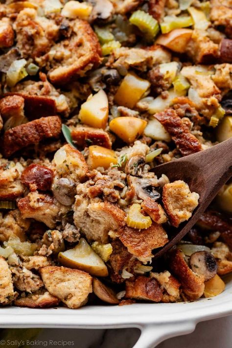 Thanksgiving Stuffing With Sausage, Cranberry Sausage Stuffing, Apple Sausage Stuffing, Vegetarian Stuffing Recipe, Stuffing With Apples, Cranberry Sausage, Stuffing With Sausage, Vegetarian Stuffing, Sausage Stuffing Recipe