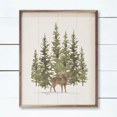 Gingham Christmas Tree, Farmhouse Decor Antique Farmhouse, Farmhouse Design Plans, Farmhouse Watercolor, Winter Wall Decor, Deer Wall Art, Wood Arch, Wall Art Size, Deer Wall