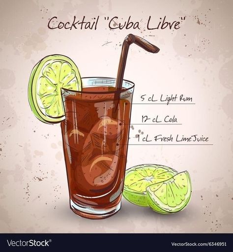 Fancy Drinks Alcohol, Cuba Libre Cocktail, Bartending Tips, Bartender Drinks Recipes, Bartender Drinks, Cocktail Drinks Alcoholic, Low Alcohol Drinks, Cocktail Night, Cocktail Recipes Easy