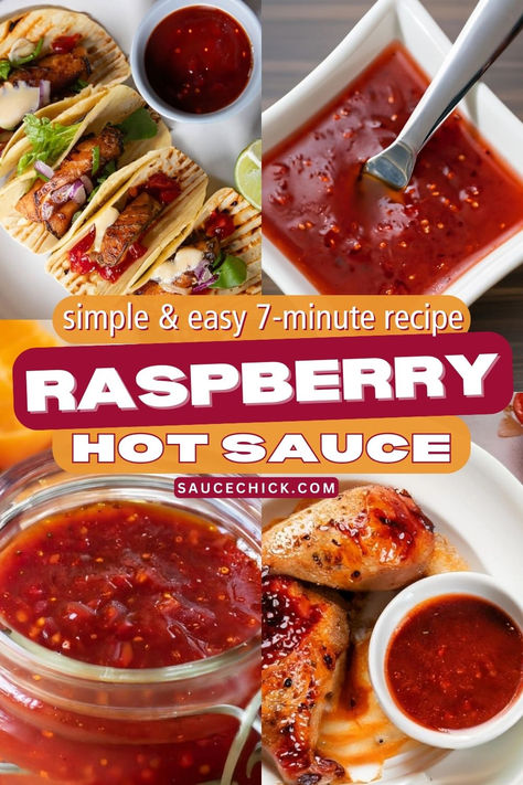 Raspberry Hot Sauce Recipe Hot Raspberry Sauce, Raspberry Jalapeno Sauce, Cranberry Hot Sauce, Fruity Hot Sauce Recipe, Strawberry Hot Sauce, Sweet Hot Sauce Recipe, Fruit Hot Sauce, Cherry Bomb Pepper, Hot Sauce Recipe