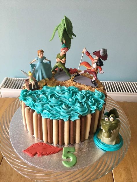 Peter Pan 3rd Birthday, Peterpan Birthday Ideas, Peter Pan Cake Ideas, Peter Pan Cupcakes, Peter Pan Birthday Cake, Peter Pan Birthday Party Ideas, Peter Pan Cake, Kue Disney, Peter Pan Birthday Party