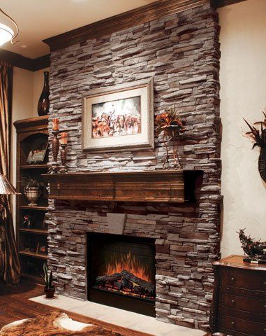 Coronado Stone / Virginia Ledge - Cape Cod Grey - Stone Veneer Fireplace @Rachel Keen-God Moore Jarboe are you going to do this for us when we get a house with a fireplace? Stone Tile Fireplace, Stone Veneer Fireplace, Stacked Stone Fireplaces, Rock Fireplaces, Farmhouse Fireplace, Fireplace Remodel, Contemporary Farmhouse, Home Fireplace, Fireplace Makeover