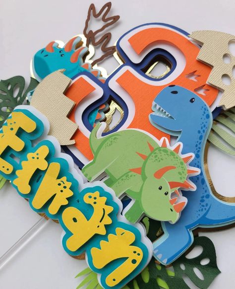 Dinosaur Cake Topper/roar Theme/dinosaur Party/3-rex - Etsy Dinosaur Cake Topper, Dinosaur Cake Toppers, Dinosaur Cake, Dinosaur Party, Banners Signs, Bronx, Cake Topper, Cake Toppers, Banners