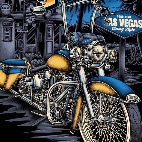 Motorcycle Artwork, Cholo Style, Road King Classic, Kustom Kulture, Road King, Club Style, Illustration Artwork, Make Design, Ready Made