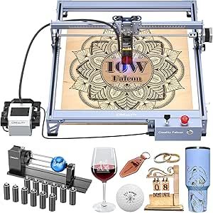 Creality 10W Laser Engraver, Falcon Pro with 3-in-1 laser for wood engraving, 72W Efficient Laser Engraving Machine Fit, for Wood, Metal, Paper, Acrylic, Leather, Glass Tumbler Ring, 17" x 16" Stem Challenges, Laser Engraving Machine, Engraving Machine, Wood Engraving, Stem Activities, Amazon Art, Glass Tumbler, Wood Metal, Sewing Stores