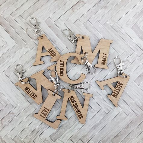 Dinosaur Shapes, Kids Bag Tags, Nametags For Kids, Laser Cut Box, Laser Cut Wood Crafts, Laser Engraved Ideas, 3d Cnc, Wooden Keychain, Kids' Bag