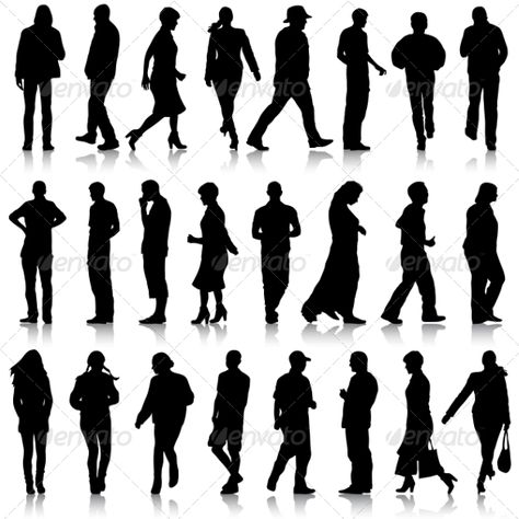 Silhouettes - People Characters #silhouettes #people #characters #isolated #illustration #vector Silhouette Architecture, Man And Woman Silhouette, City Maps Design, People Png, Silhouette People, Silhouette Template, Silhouette Stencil, Silhouette Png, Black Silhouette