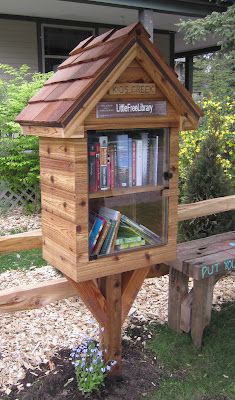 Building community by building small libraries. We have one in our neighborhood and it is the best!! Free Little Library Ideas, Little Library Ideas, Outdoor Library, Neighborhood Library, Little Free Library Plans, Little Free Library Ideas, Little Free Pantry, Free Library Ideas, Library House