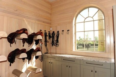 Tack room with lots of natural light - located in Wellington, Florida Ridgefield Ct, Horse Tack Rooms, Equestrian Barns, Stable Style, Tack Rooms, Horse Barn Ideas Stables, Wellington Florida, Horse Barn Designs, Dream Horse Barns