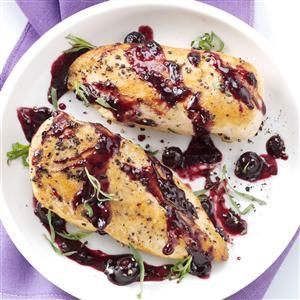 Blueberry-Dijon Chicken Recipe -Blueberries and chicken may seem like a strange combination, but prepare to be pleasantly surprised. I add a sprinkling of minced fresh basil as the finishing touch. —Susan Marshall, Colorado Spgs, Colorado Dijon Chicken Recipes, Blueberry Festival, Blueberry Chicken, Summer Supper, Dijon Chicken, Grilled Tofu, Berries Recipes, Recipe 30, Blueberry Recipes