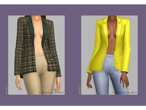 Sims 4 — -Patreon- Victoria Jacket by -Merci- — 32 colours, for female. Sims 4 Cc Blazer Accessory, Sims 4 Jacket Accessory Maxis Match, Sims 4 Blazer Accessory, Sims 4 Blazer Cc, Sims 4 Cc Jacket Accessories, Sims 4 Jacket Accessory, Sims 4 Blazer, Flares Outfit, Clothes Cc