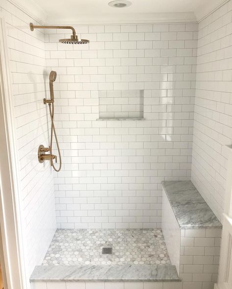 Shampoo Niche, Rain Head, Hand Spray, Master Shower, Viborg, Tiled Shower, Bad Inspiration, Bathroom Remodel Designs, Bathroom Remodel Shower