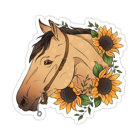 Decorate laptops, Hydro Flasks, cars and more with removable kiss-cut, vinyl decal stickers. Glossy, matte, and transparent options in various sizes. Super durable and water-resistant. Just a pretty floral buckskin. Horse Stickers Printable, Horses Stickers, Western Stickers, Sunflower Horse, Country Stickers, Horse Art Ideas, Horse Stickers, Buckskin Horse, Horse Profile