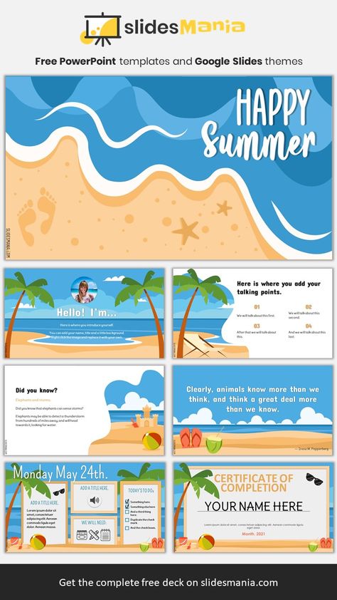 Beach Layout, Beach Template, Summer Layout, Summer Template, Certificate Layout, Cute Powerpoint Templates, Free Powerpoint Presentations, Module Design, Power Points