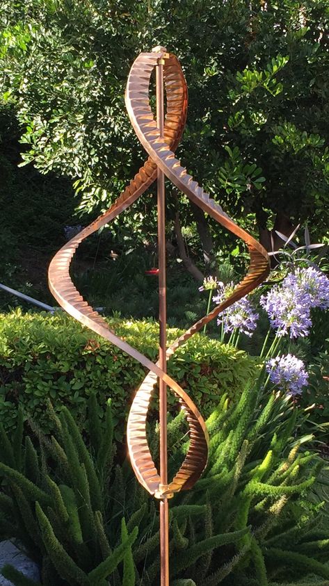 PRICES MAY VARY. Pure Copper and Brass Heavy Duty Construction Moves with a slight breeze Extremely detailed and impeccable Craftsmanship Lifetime Warranty 7 1/2 ft tall. Spinner head measures 22" x 42". Kinetic Wind Spinners, Wind Catcher, Wind Art, Sensory Garden, Wind Sculptures, Metal Tree Wall Art, Kinetic Art, Kinetic Sculpture, Metal Tree