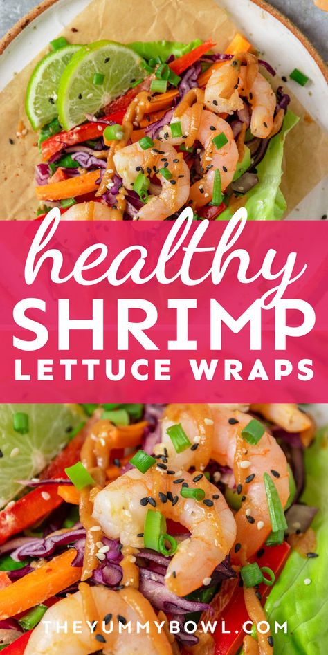 Healthy Shrimp Lettuce Wraps. Healthy Shrimp Lettuce Wraps, Shrimp Lettuce Wraps Recipes, Healthy Taco Shrimp Lettuce Wraps, Healthy Lettuce Wraps, Iceberg Lettuce Salad, Easy Lettuce Wraps, Meaty Meals, Shrimp Wraps, Lettuce Wraps Healthy