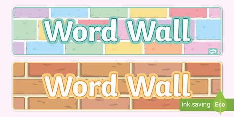 Word Wall Displays, Display Banners, Wall Banner, Word File, Word Wall, Ms Word, Learning Environments, Vocabulary Words, Wall Display