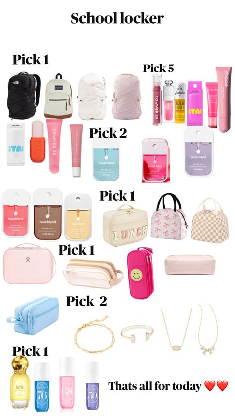 #school #locker/bag What To Pack For School, Girl Locker Decorations, Cute Locker Ideas, Middle School Lockers, Small Lockers, Middle School Essentials, Locker Ideas, School Locker, Middle School Outfits