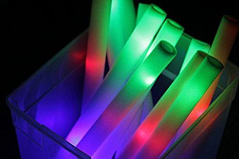 100 Pack - Multicolor LED Foam Sticks Glow Batons - 3 Modes - 18" - Great for Weddings and Parties Led Foam Sticks, Foam Glow Sticks, Glow Stick Wedding, Glow Stick Party, Multicolor Wedding, Led Stick, Dj Party, Glow Sticks, Wedding Favors For Guests